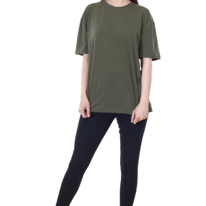 Women's Plain Over-sized Round Neck Half Sleeve T-Shirt