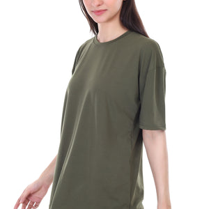 Women's Plain Over-sized Round Neck Half Sleeve T-Shirt