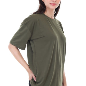 Women's Plain Over-sized Round Neck Half Sleeve T-Shirt