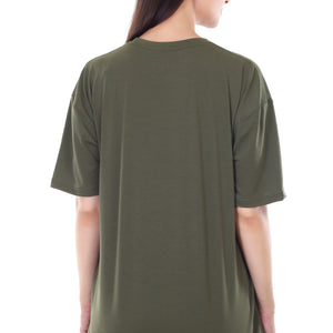 Women's Plain Over-sized Round Neck Half Sleeve T-Shirt