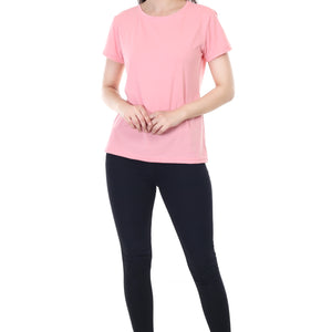 Women's Plain Regular Fit Round Neck Half Sleeve Cotton Blend T-Shirt