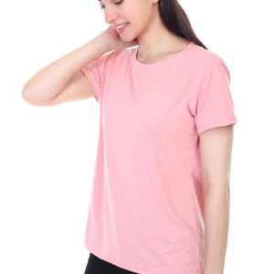 Women's Plain Regular Fit Round Neck Half Sleeve Cotton Blend T-Shirt