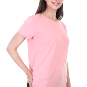 Women's Plain Regular Fit Round Neck Half Sleeve Cotton Blend T-Shirt