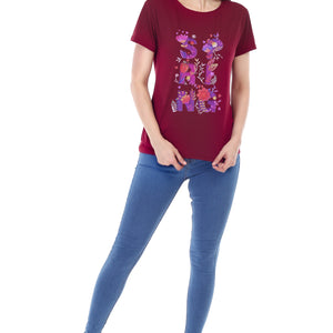 Women's Floral Bloom Spring Printed Round Neck Half Sleeve Cotton Blend Regular Fit T-Shirt