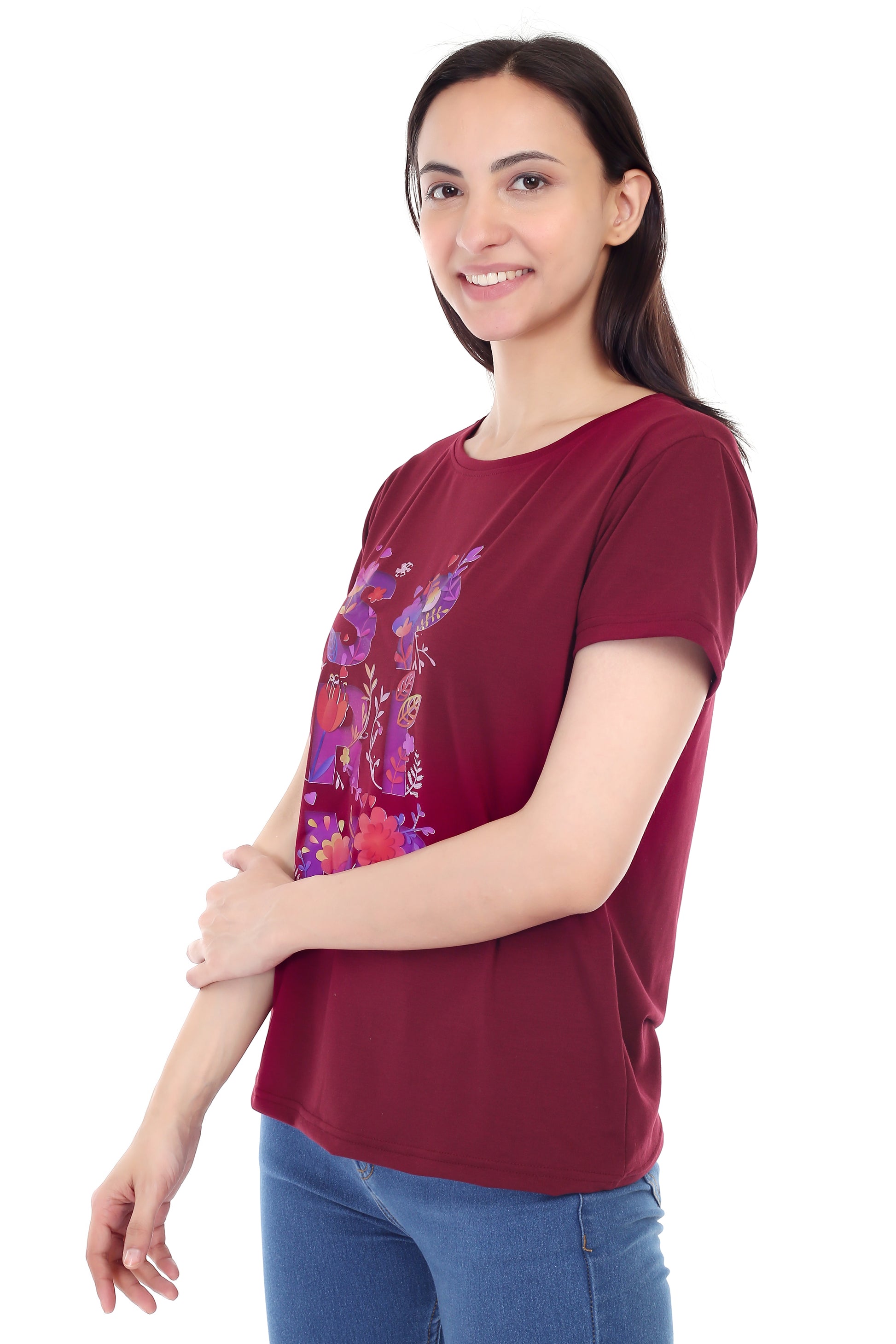 Women's Floral Bloom Spring Printed Round Neck Half Sleeve Cotton Blend Regular Fit T-Shirt