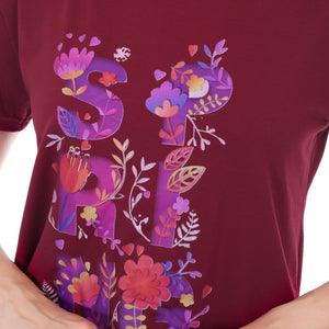 Women's Floral Bloom Spring Printed Round Neck Half Sleeve Cotton Blend Regular Fit T-Shirt