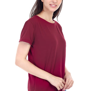 Women's Plain Regular Fit Round Neck Half Sleeve Cotton Blend T-Shirt