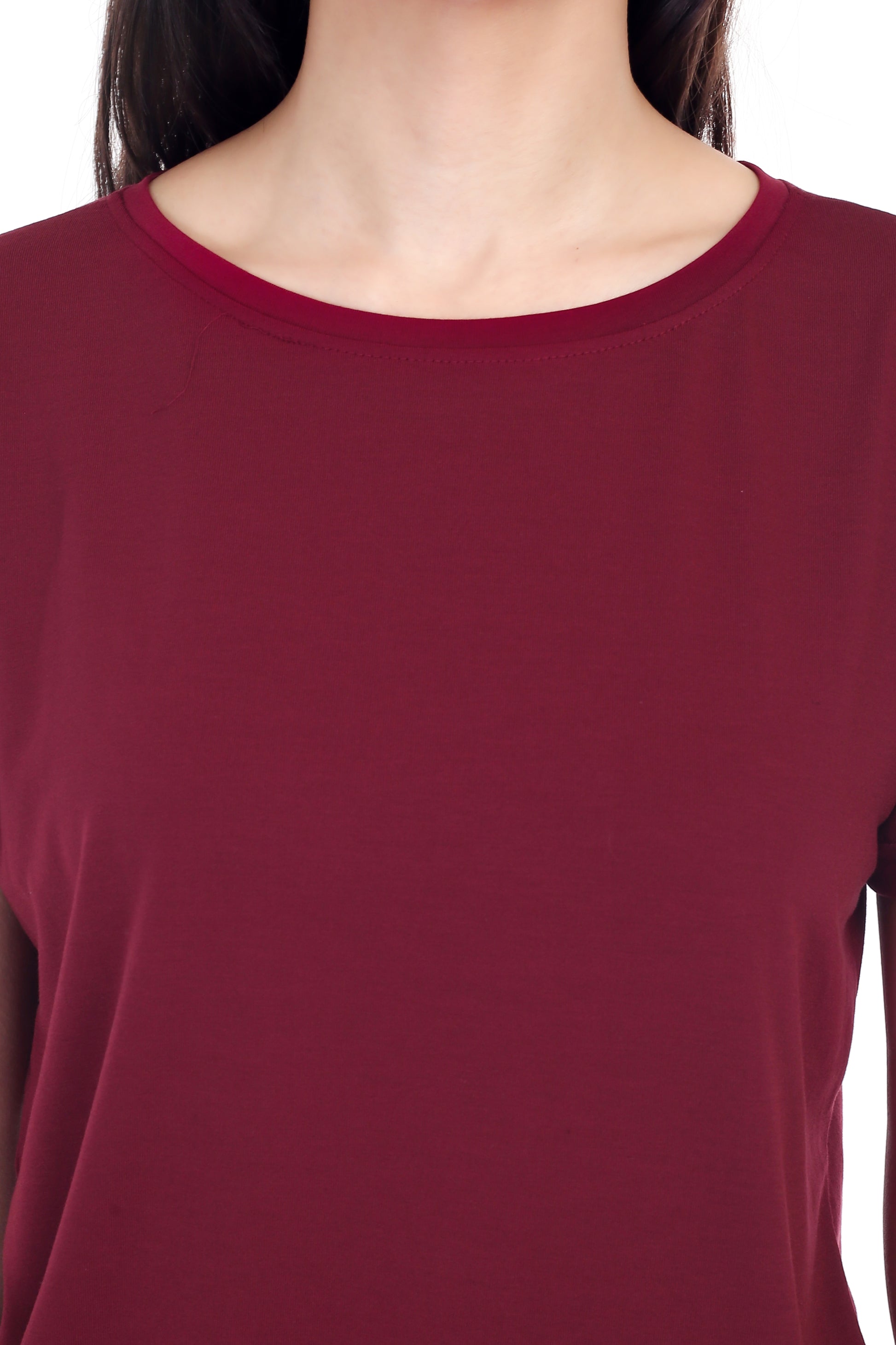 Women's Plain Regular Fit Round Neck Half Sleeve Cotton Blend T-Shirt