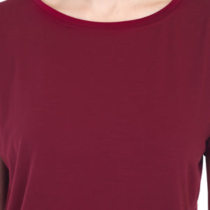 Women's Plain Regular Fit Round Neck Half Sleeve Cotton Blend T-Shirt