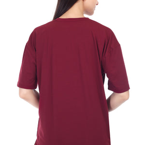 Women's Plain Over-sized Round Neck Half Sleeve T-Shirt