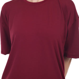 Women's Plain Over-sized Round Neck Half Sleeve T-Shirt