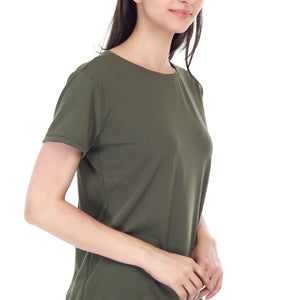 Women's Plain Regular Fit Round Neck Half Sleeve Cotton Blend T-Shirt