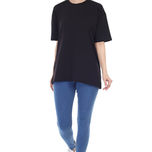 Women's Plain Over-sized Round Neck Half Sleeve T-Shirt