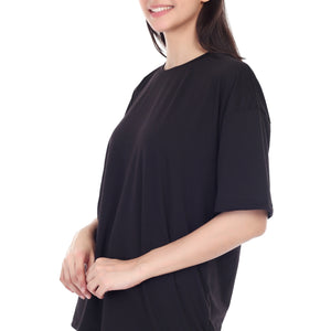 Women's Plain Over-sized Round Neck Half Sleeve T-Shirt