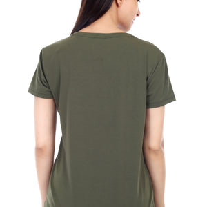 Women's Forest Theme Summer Printed Round Neck Half Sleeve Cotton Blend Regular Fit T-Shirt