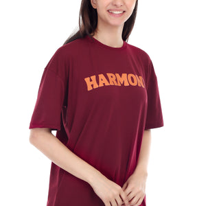 Women's HARMONY Printed Round Neck Half Sleeve Cotton Blend Over-sized T-Shirt