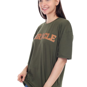 Women's Miracle Printed Round Neck Half Sleeve Cotton Blend Over-sized T-Shirt