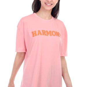 Women's HARMONY Printed Round Neck Half Sleeve Cotton Blend Over-sized T-Shirt