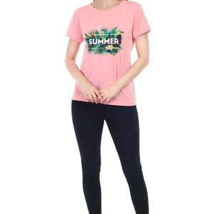 Women's Forest Theme Summer Printed Round Neck Half Sleeve Cotton Blend Regular Fit T-Shirt