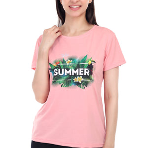 Women's Forest Theme Summer Printed Round Neck Half Sleeve Cotton Blend Regular Fit T-Shirt