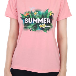 Women's Forest Theme Summer Printed Round Neck Half Sleeve Cotton Blend Regular Fit T-Shirt