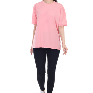 Women's Plain Over-sized Round Neck Half Sleeve T-Shirt