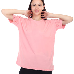 Women's Plain Over-sized Round Neck Half Sleeve T-Shirt