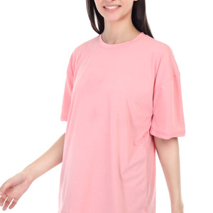 Women's Plain Over-sized Round Neck Half Sleeve T-Shirt