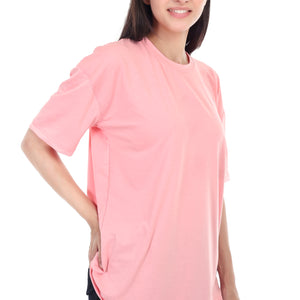 Women's Plain Over-sized Round Neck Half Sleeve T-Shirt