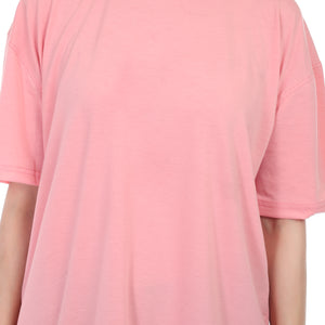 Women's Plain Over-sized Round Neck Half Sleeve T-Shirt