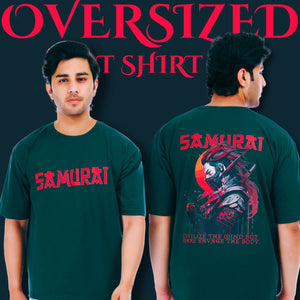 Men's Samurai Printed Oversized Round Neck T-shirt