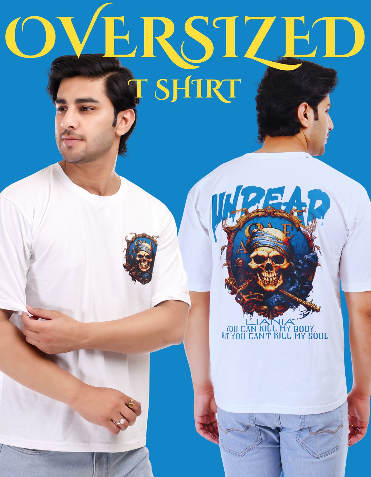 Men's Undead Printed Oversized Round Neck T-shirt