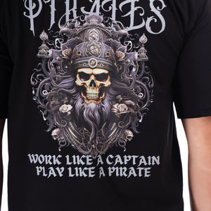 Men's Pirates Printed Oversized Round Neck T-shirt