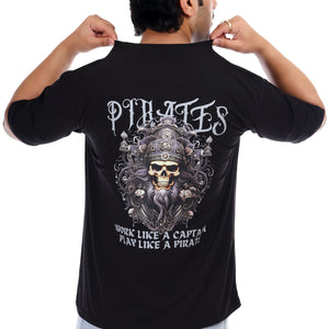 Men's Pirates Printed Oversized Round Neck T-shirt