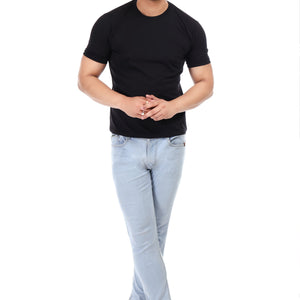 Men's Plain Regular Fit Round Neck 100% Cotton Lycra T-shirt