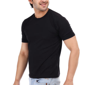 Men's Plain Regular Fit Round Neck 100% Cotton Lycra T-shirt