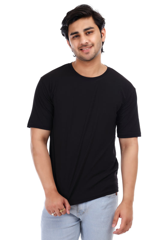 Men's Plain Oversized Round Neck 100% Cotton Lycra T-shirt