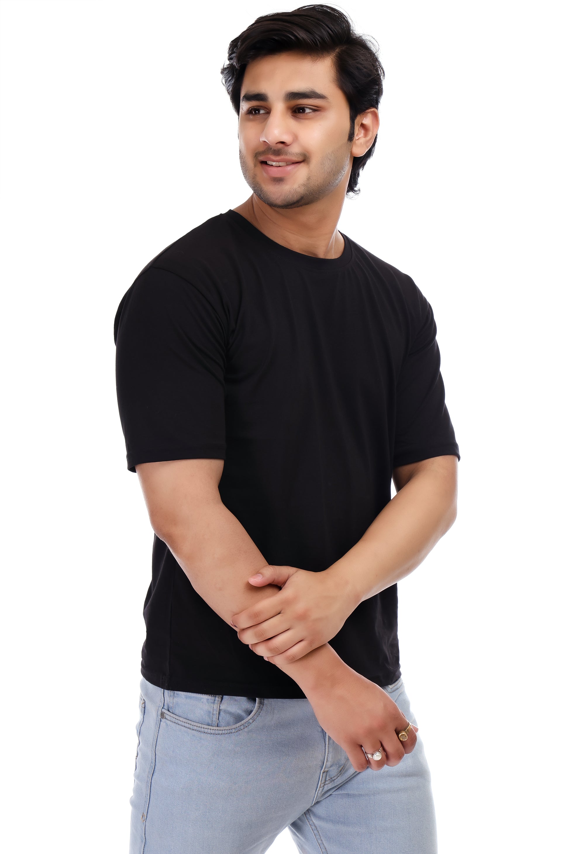 Men's Plain Oversized Round Neck 100% Cotton Lycra T-shirt