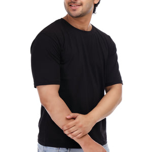 Men's Plain Oversized Round Neck 100% Cotton Lycra T-shirt