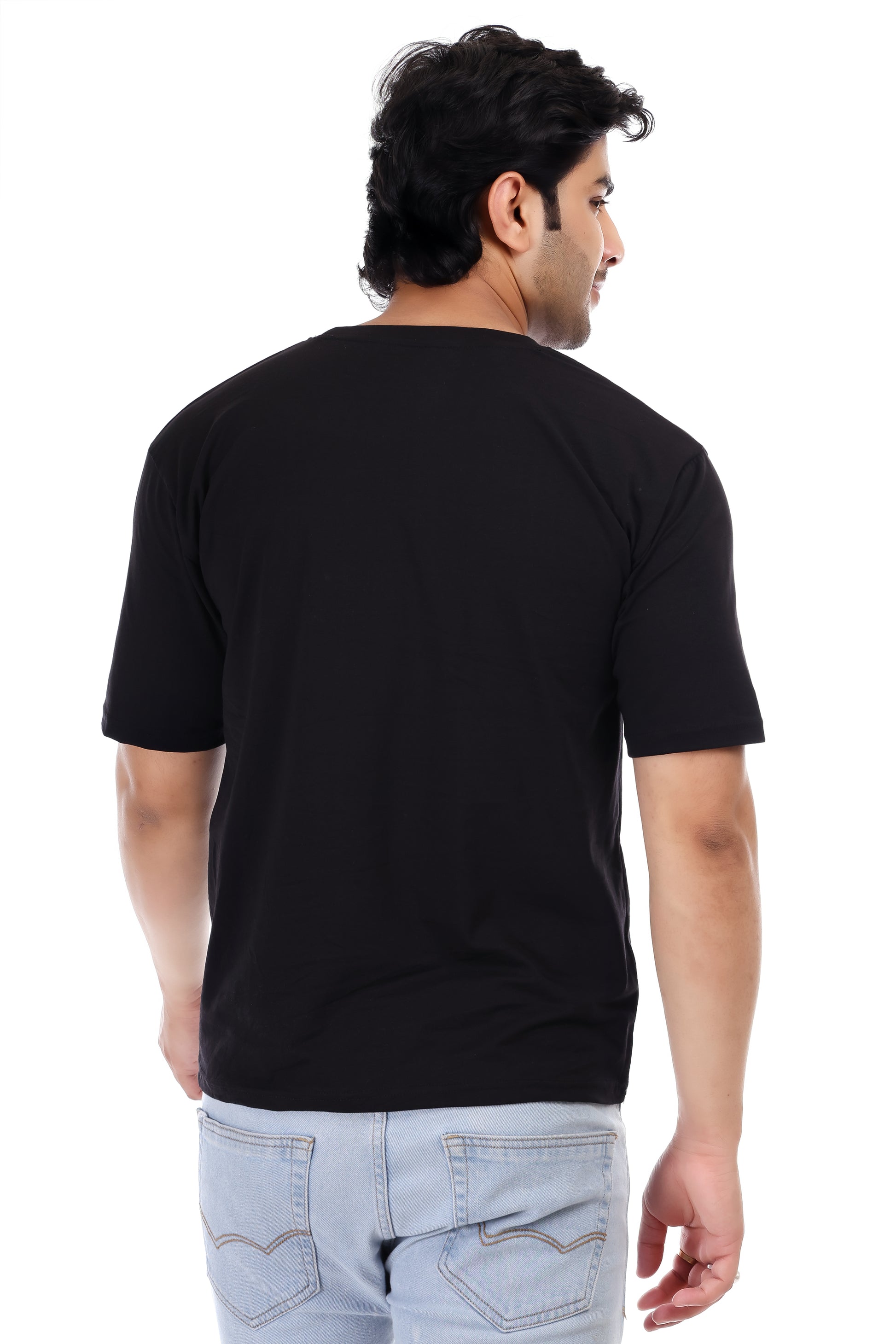 Men's Plain Oversized Round Neck 100% Cotton Lycra T-shirt