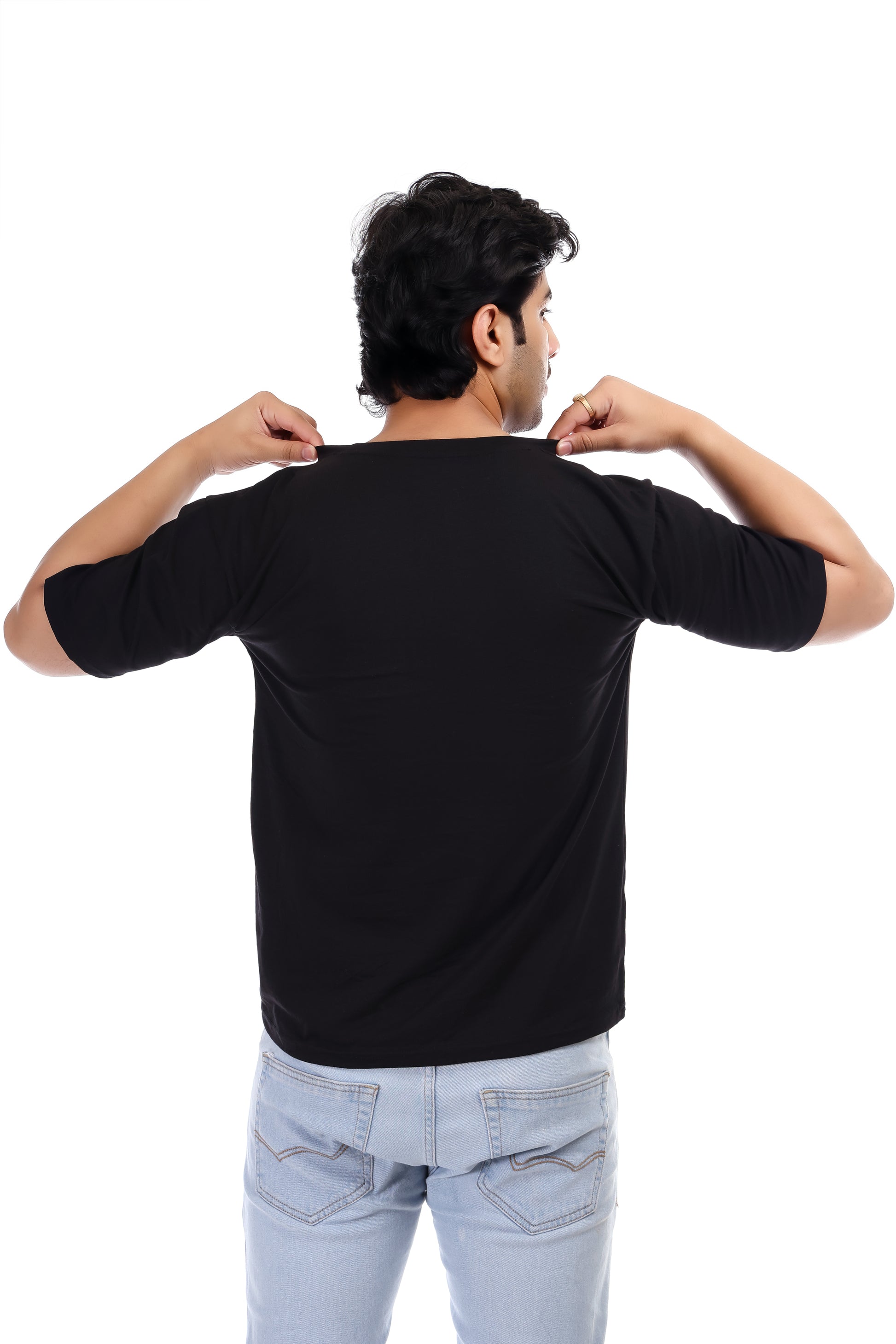 Men's Plain Oversized Round Neck 100% Cotton Lycra T-shirt