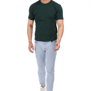 Men's Plain Regular Fit Round Neck 100% Cotton Lycra T-shirt