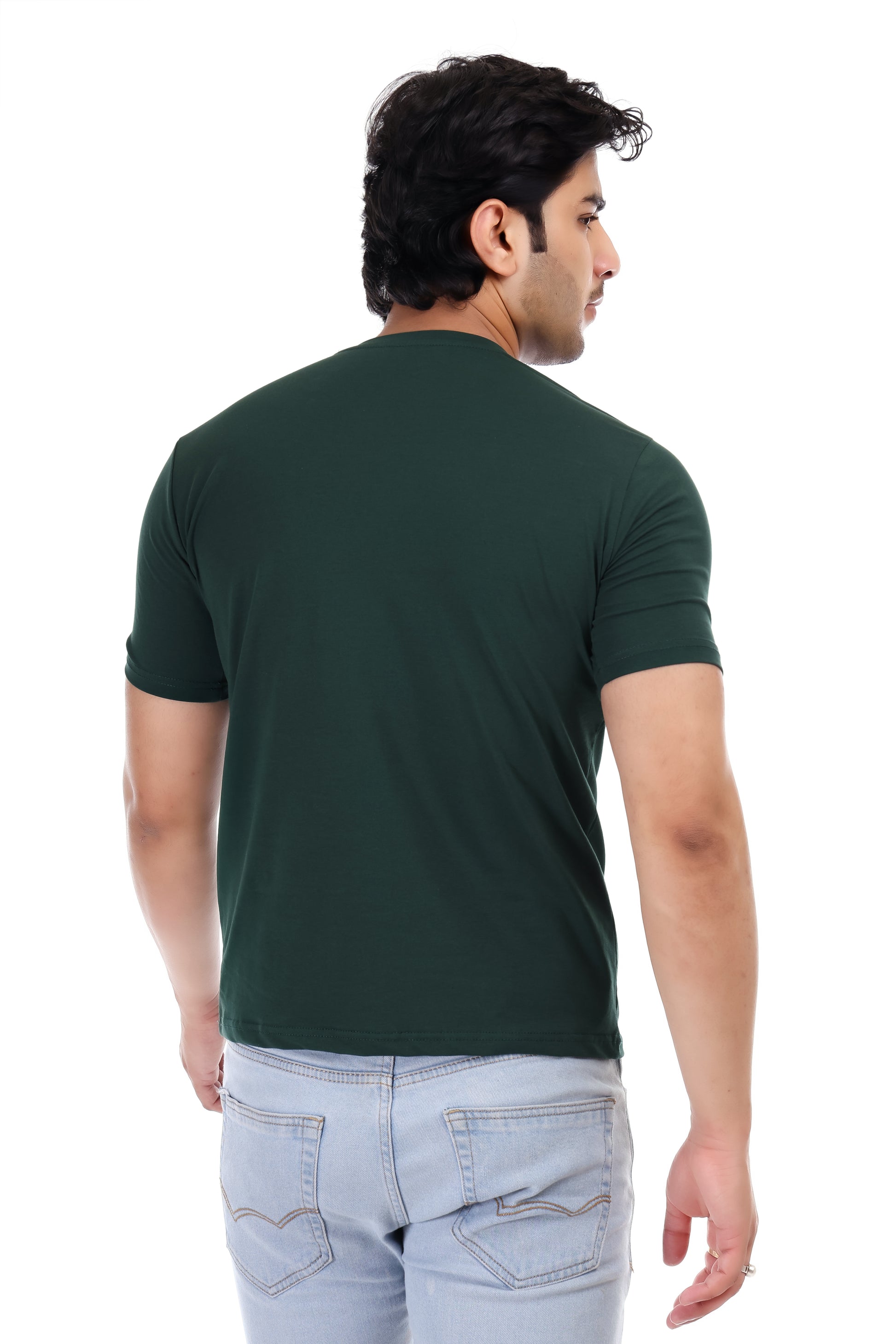 Men's Plain Regular Fit Round Neck 100% Cotton Lycra T-shirt