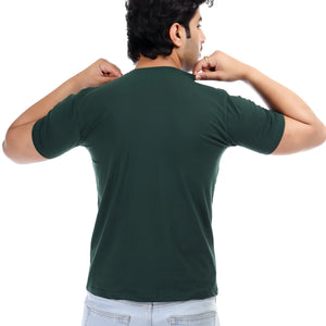 Men's Plain Regular Fit Round Neck 100% Cotton Lycra T-shirt