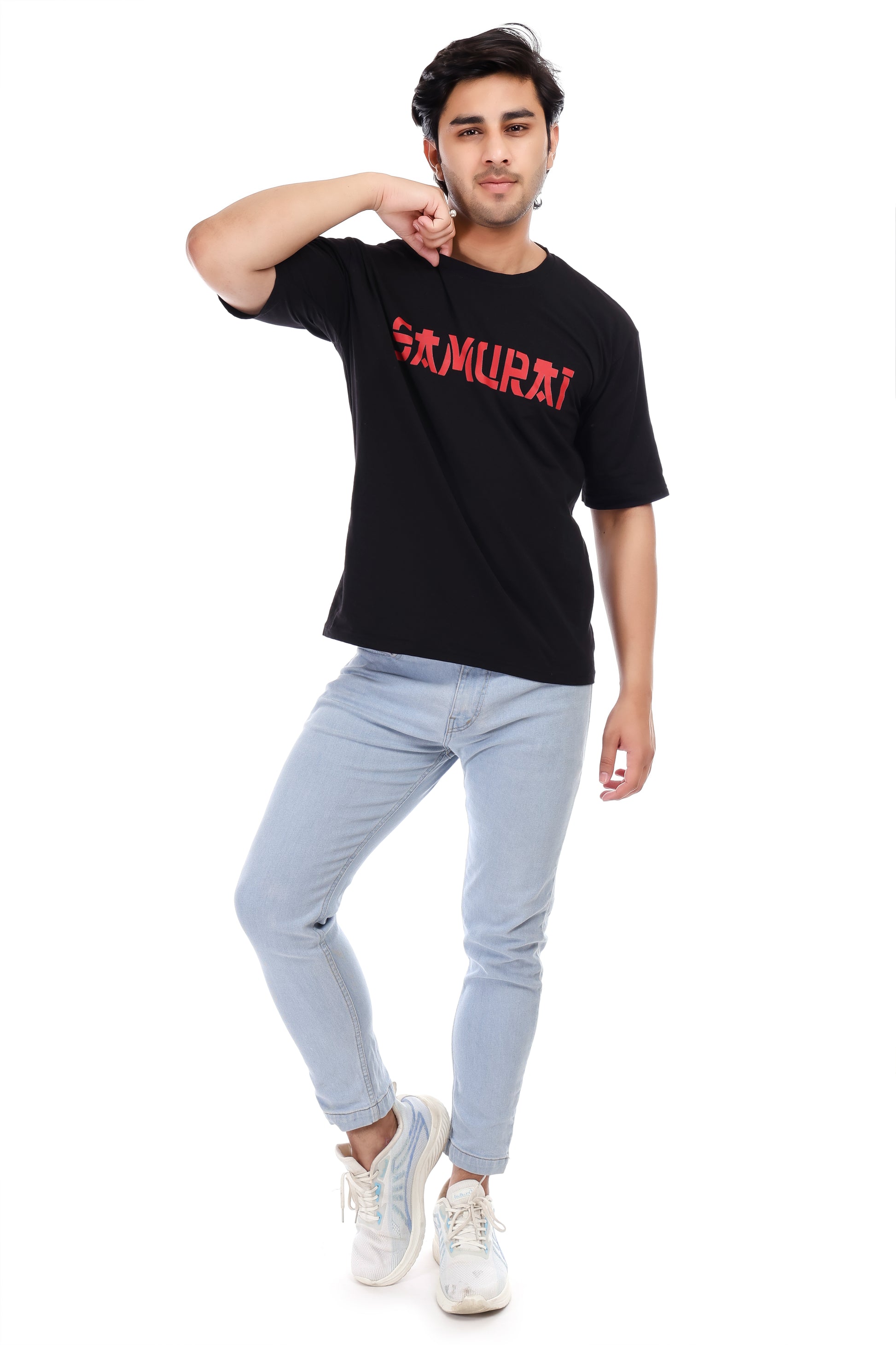 Men's Samurai Printed Oversized Round Neck T-shirt