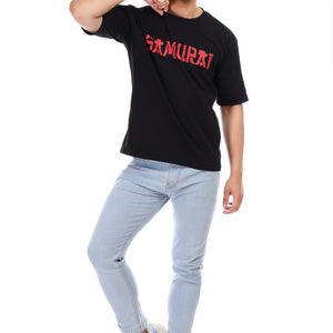 Men's Samurai Printed Oversized Round Neck T-shirt