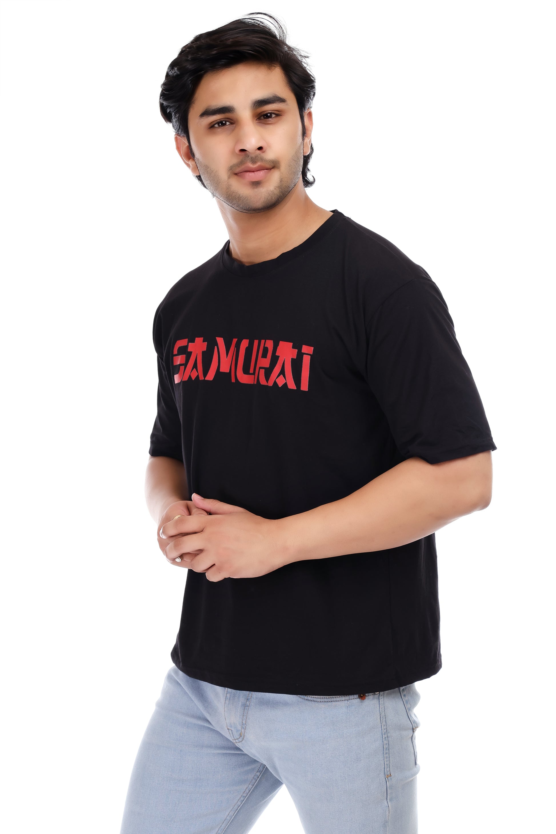 Men's Samurai Printed Oversized Round Neck T-shirt