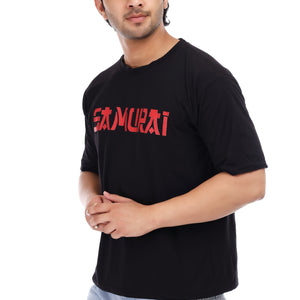 Men's Samurai Printed Oversized Round Neck T-shirt