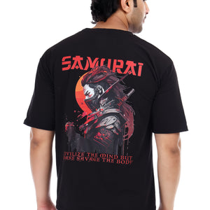 Men's Samurai Printed Oversized Round Neck T-shirt