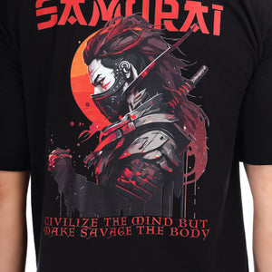 Men's Samurai Printed Oversized Round Neck T-shirt